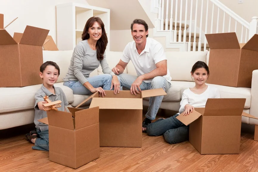 Family packing boxes with removal firms Luton