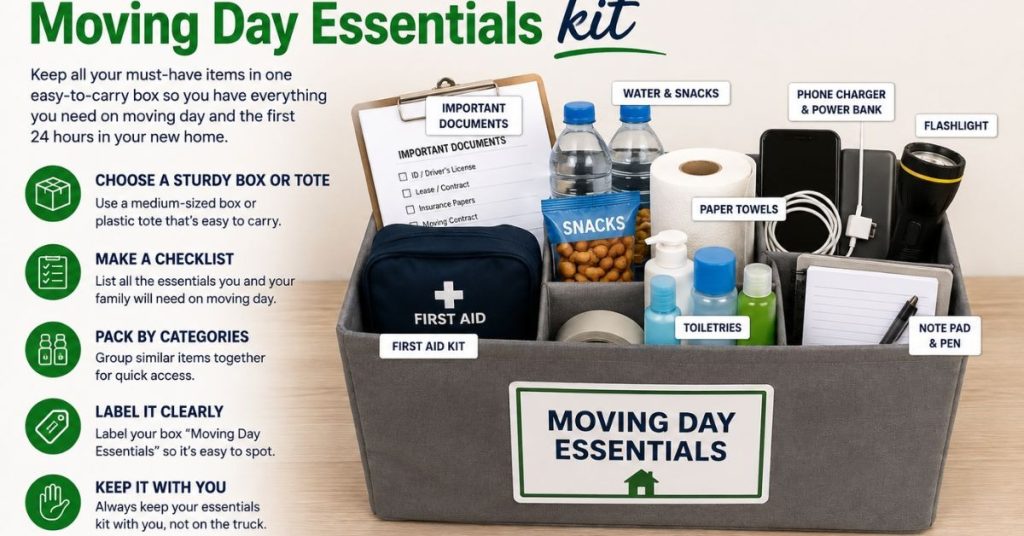 How to organize "Moving Day Essentials" kit